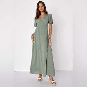 Lulu’s olive green maxi wrap dress